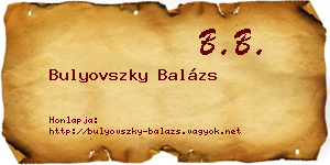 Bulyovszky Balázs névjegykártya